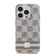 Заредете изображение във визуализатора на галерията – Original Case DKNY hardcase IML Checkered Mono Pattern &amp; Printed Stripes MagSafe DKHMP15LHCPTSE for Iphone 15 Pro beige
