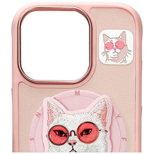Заредете изображение във визуализатора на галерията – NIMMY case GLASSES COOL CAT compatible with MagSafe for IPHONE 16 Pro pink
