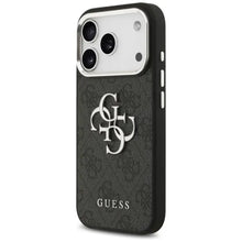 Заредете изображение във визуализатора на галерията – GUESS case for IPHONE 17 GUHCP17SP4G4SMCK (4G PU Leather Case with Big 4G and Classic Logo and Silver Metal Camera Frame) black
