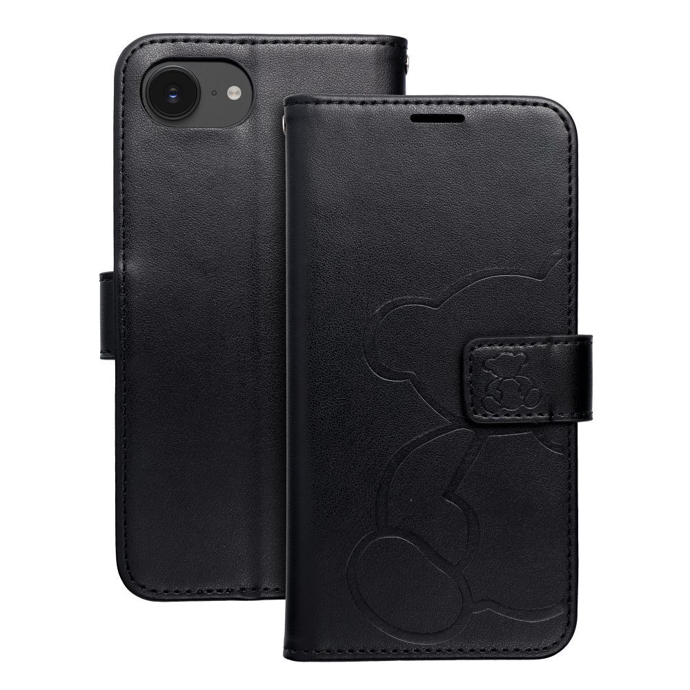 MEZZO Book case for IPHONE 16e (SE 4 2025) teddy bear black