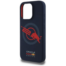Заредете изображение във визуализатора на галерията – RED BULL case for IPHONE 16 Pro compatible with MagSafe RBHMP16L24SIOLVR (Silicone ORBR20 Logo Red Lining) navy
