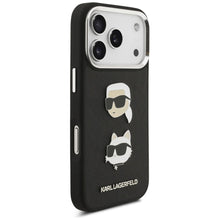 Заредете изображение във визуализатора на галерията – KARL LAGERFELD case for IPHONE 17 Pro KLHCP17LPSFDHPOK (FW Grained PU W/ K&amp;C Heads Pin &amp; Logo) black
