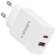 VEGER travel charger USB A + Type C PD QC3.0 3A 20W VLS202U white