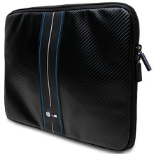 Заредете изображение във визуализатора на галерията – BMW Carbon &amp; Blue Stripe sleeve for a 16" laptop - black
