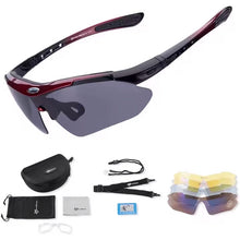 Заредете изображение във визуализатора на галерията – Rockbros 10001 polarizing cycling glasses - black and red
