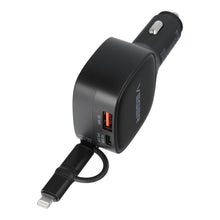 Заредете изображение във визуализатора на галерията – VEGER car charger USB C + cable USB C / Lightning QC PD 84W CC89 black
