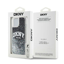 Заредете изображение във визуализатора на галерията – DKNY case for IPHONE 15 Plus DKHCP15MLBNAEK (DKNY HC Liquid Glitters W/Arch Logo) black
