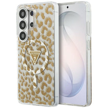 Заредете изображение във визуализатора на галерията – GUESS case for SAMSUNG S26 Ultra GUHMS26LHLEGTGLW (Magnetic IML Leopard Print Triangle) brown
