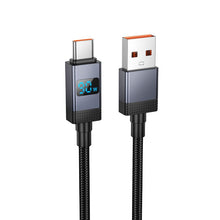 Заредете изображение във визуализатора на галерията – Cable USB A to USB C Hoco 5A with display 1 m X118 black
