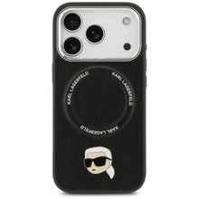 Заредете изображение във визуализатора на галерията – KARL LAGERFELD case for IPHONE 17 Pro Max compatible with MagSafe KLHMP17XPSMLRKLK (PU Karl Pin) black
