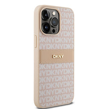 Заредете изображение във визуализатора на галерията – Original Case DKNY hardcase Leather Mono Stripe &amp; Metal Logo DKHCP15XPRTHSLP for Iphone 15 Pro Max pink
