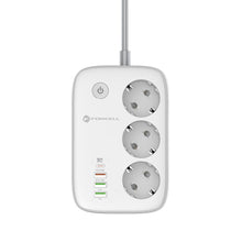 Заредете изображение във визуализатора на галерията – Power strip Forcell F-Energy 3 sockets + USB C 30W + 3 x USB A QC3.0 PD + WiFi Tuya, SmartLife, Alexa 10A 2500W VT-PS03 white
