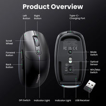 Заредете изображение във визуализатора на галерията – Ugreen MU103 Bluetooth 5.0 computer mouse / 2.4GHz USB receiver - black

