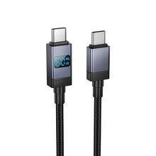 Заредете изображение във визуализатора на галерията – Cable USB C to USB C Hoco 3A 60W with display 1 m X118 black

