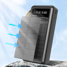 Заредете изображение във визуализатора на галерията – Dudao K18+ solar power bank USB-A / USB-C / Lightning / micro USB 20000 mAh - black
