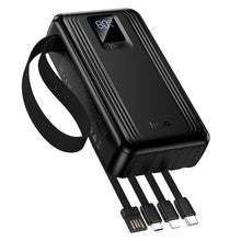Заредете изображение във визуализатора на галерията – Powerbank 20000 mAh QC PD 22,5W with built-in cables USB A + USB C+ Lightning + Micro USB and two lights Hoco J173 black
