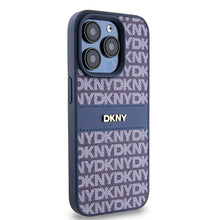 Заредете изображение във визуализатора на галерията – Original Case DKNY hardcase Leather Mono Stripe &amp; Metal Logo DKHCP15LPRTHSLB for Iphone 15 Pro blue
