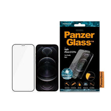 Заредете изображение във визуализатора на галерията – PanzerGlass E2E Super+ Microfracture antibacterial tempered glass for iPhone 12 / 12 Pro - with black frame

