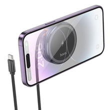 Заредете изображение във визуализатора на галерията – HOCO wireless charger with retractable cable Type C compatible with MagSafe and APPLE Watch 15W CQ18 metal gray
