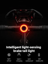 Заредете изображение във визуализатора на галерията – Rockbros Q3 rear bicycle lamp with intelligent stop system - black
