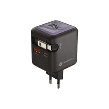 Заредете изображение във визуализатора на галерията – FORCELL F-ENERGY GaN III VT-R7 travel charger with retractable cable Type C and 1x Type C, 1x USB A charging ports PD QC4.0 3A 70W gray
