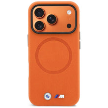 Заредете изображение във визуализатора на галерията – BMW case for IPHONE 17 Pro compatible with MagSafe BMHMP17L25PFWSMO (PU FW Metal Logo) orange

