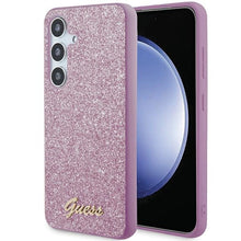 Заредете изображение във визуализатора на галерията – Guess Glitter Script case for Samsung Galaxy S24+ - purple
