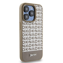 Заредете изображение във визуализатора на галерията – Original Case DKNY hardcase Leather Printed Pattern Metal Logo MagSafe DKHMP15XPSOSPW for Iphone 15 Pro Max brown
