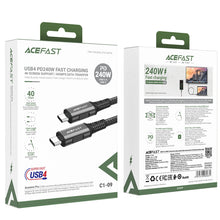 Заредете изображение във визуализатора на галерията – Acefast C1-09 USB-C / USB-C USB4 PD3.1 cable 5A 1m - gray-black
