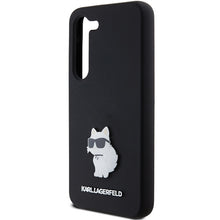 Заредете изображение във визуализатора на галерията – Original Pouch KARL LAGERFELD  hardcase Silicone Choupette Metal Pin KLHCS24SSMHCNPK for Samsung Galaxy S24 black
