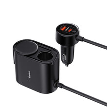 Заредете изображение във визуализатора на галерията – Baseus High Efficiency Pro 2x cigarette lighter socket adapter with USB-A USB-C 30W charger - black
