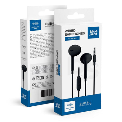 BLUE STAR wire earphones Jack 3,5 mm with microphone PA-E65 1,2 m black