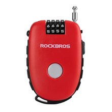 Заредете изображение във визуализатора на галерията – Rockbros 32420981001 bicycle lock with retractable cable - red
