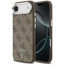 Заредете изображение във визуализатора на галерията – GUESS case for IPHONE 17 Air compatible with MagSafe GUHMP17MP4TSRCMW (4G PU W/ Triangle Logo) silver brown
