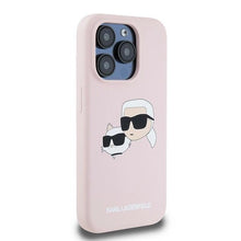 Заредете изображение във визуализатора на галерията – Karl Lagerfeld Silicone Karl&amp;Choupette MagSafe case for iPhone 15 Pro - pink
