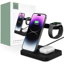 Заредете изображение във визуализатора на галерията – Tech-Protect A11 15W inductive charger in the form of a 3-in-1 stand for smartphone / headphones / smartwatch - black
