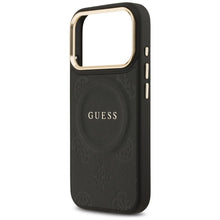 Заредете изображение във визуализатора на галерията – GUESS case for IPHONE 17 Pro compatible with MagSafe GUHMP17LPSAMSECK (PU W/ Peony Hot Stamp) black

