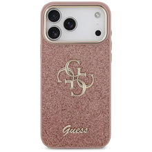 Заредете изображение във визуализатора на галерията – GUESS case for IPHONE 17 Pro Max GUHCP17XHG4SGCP (Fixed Glitter Big 4G Metal Frame) pink
