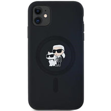 Заредете изображение във визуализатора на галерията – Karl Lagerfeld Silicone Karl&amp;Choupette MagSafe case for iPhone 11 / Xr - black
