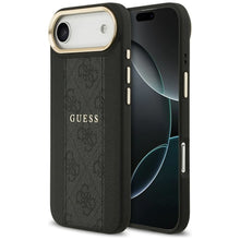 Заредете изображение във визуализатора на галерията – GUESS case for IPHONE 17 Air compatible with MagSafe GUHMP17MPG4SEMCK (PU W/ 4G Stripe) black
