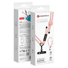 Заредете изображение във визуализатора на галерията – FORCELL F-DESIGN S10X165 crossbody phone lanyard with adjustable length (max 82,5cm in the loop) pink white
