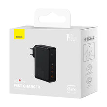 Заредете изображение във визуализатора на галерията – Baseus GaN5 Pro fast charger 2xUSB-C + USB 140W EU black (CCGP100201)
