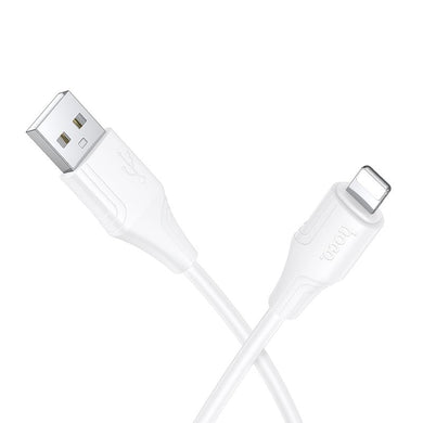 Silicone Cable USB A to Lightning Hoco 2,4A 1 m X124 white