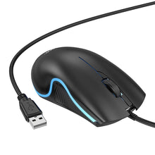 Заредете изображение във визуализатора на галерията – HOCO wire computer mouse USB A 1000 DPI with flashing GM19 black
