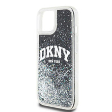Заредете изображение във визуализатора на галерията – DKNY case for IPHONE 15 Plus DKHCP15MLBNAEK (DKNY HC Liquid Glitters W/Arch Logo) black
