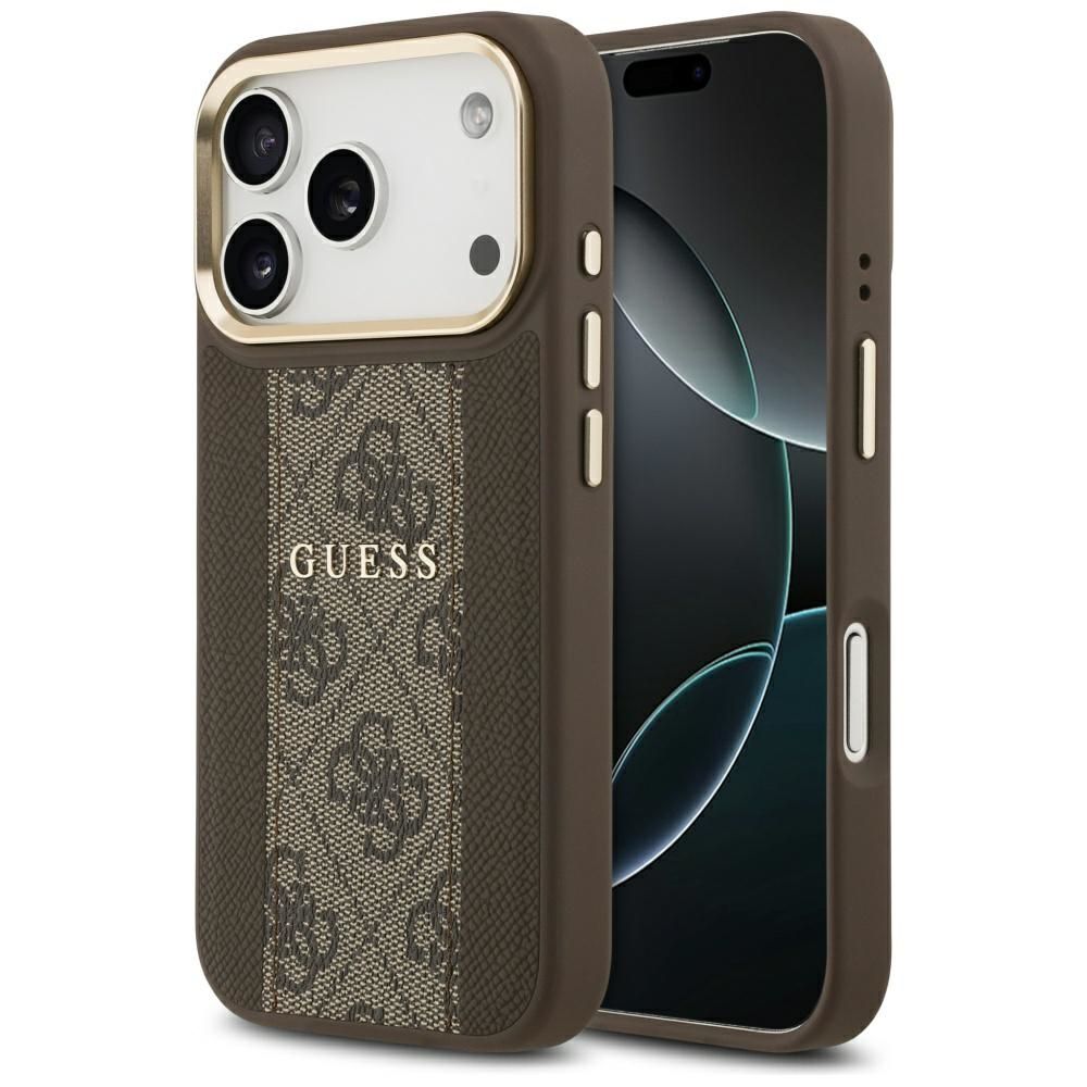 GUESS case for IPHONE 17 Pro compatible with MagSafe GUHMP17LPG4SEMCW (PU W/ 4G Stripe) brown
