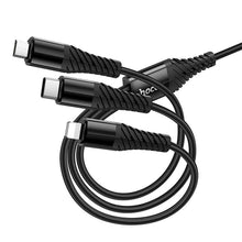 Заредете изображение във визуализатора на галерията – Cable 3in1 USB C / USB A to Lightning + USB C + Micro USB Hoco 1 m X123 black

