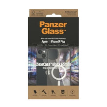 Заредете изображение във визуализатора на галерията – PanzerGlass ClearCase case with MagSafe antibacterial for iPhone 14 Plus / 15 Plus - transparent and black
