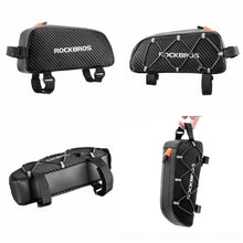 Заредете изображение във визуализатора на галерията – Rockbros 039BK bicycle frame bag 1 l with braid - black

