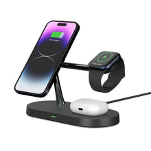 Заредете изображение във визуализатора на галерията – Tech-Protect A12 3in1 MagSafe inductive charger for smartphone / headphones / smartwatch - black

